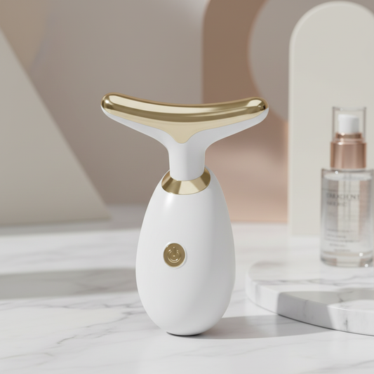 Electric Face & Neck Massager in modern beauty setting